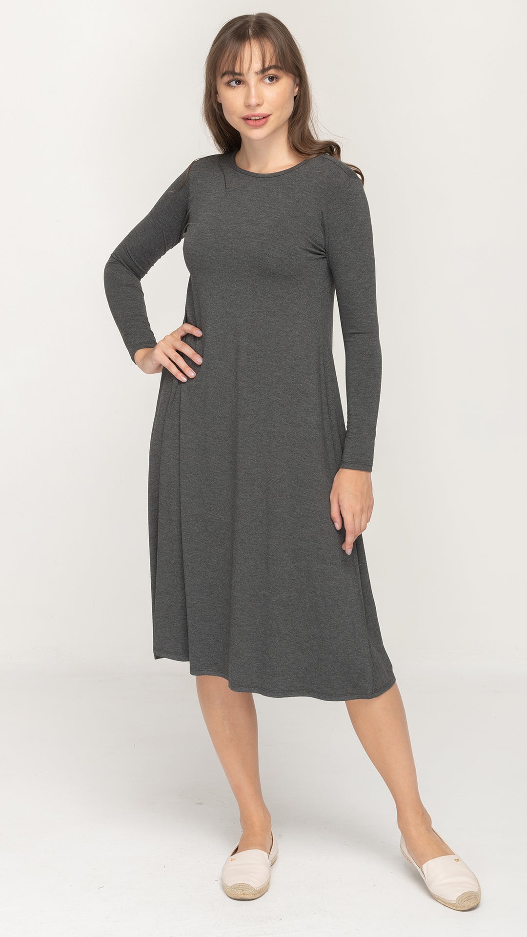 A-Line Dress - Bamboo Jersey Charcoal