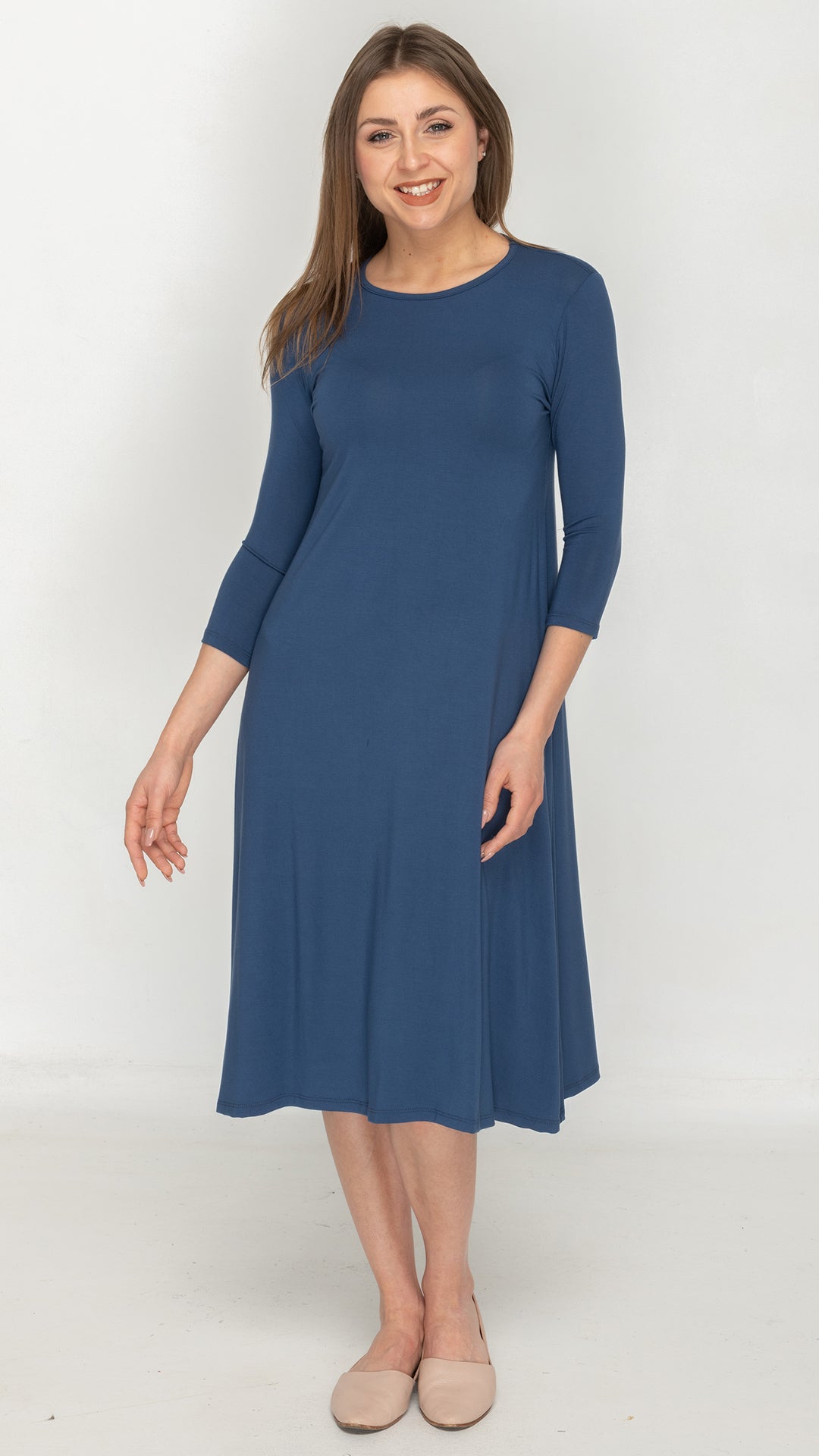 A-Line Bamboo Jersey Dress - Denim KMW A-Line Bamboo Jersey Dress - Denim KMW