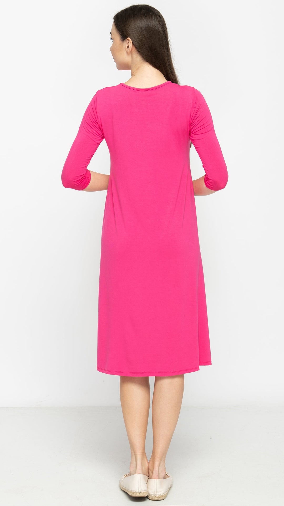 1526 Bamboo Jersey Dress Fuscia