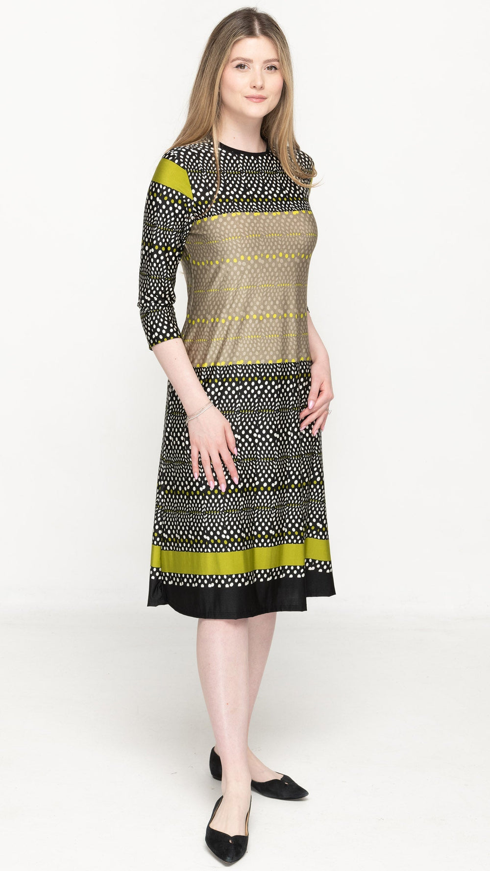 KMW 1526 Green Polka Dot dress alternate view