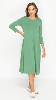 A-Line Bamboo Jersey Dress - Green