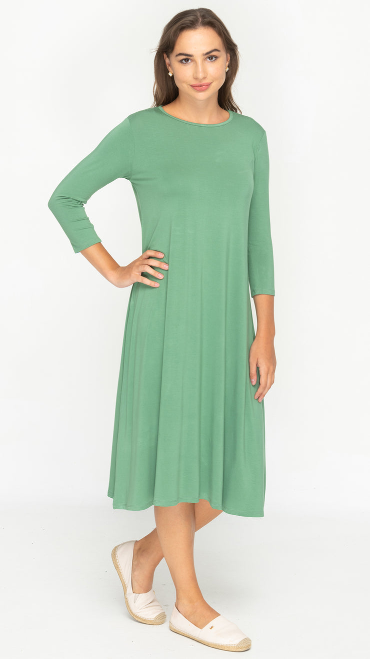 A-Line Bamboo Jersey Dress - Green
