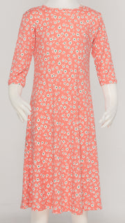 Girls Tunic Dress - Rib Coral Ditsy Floral