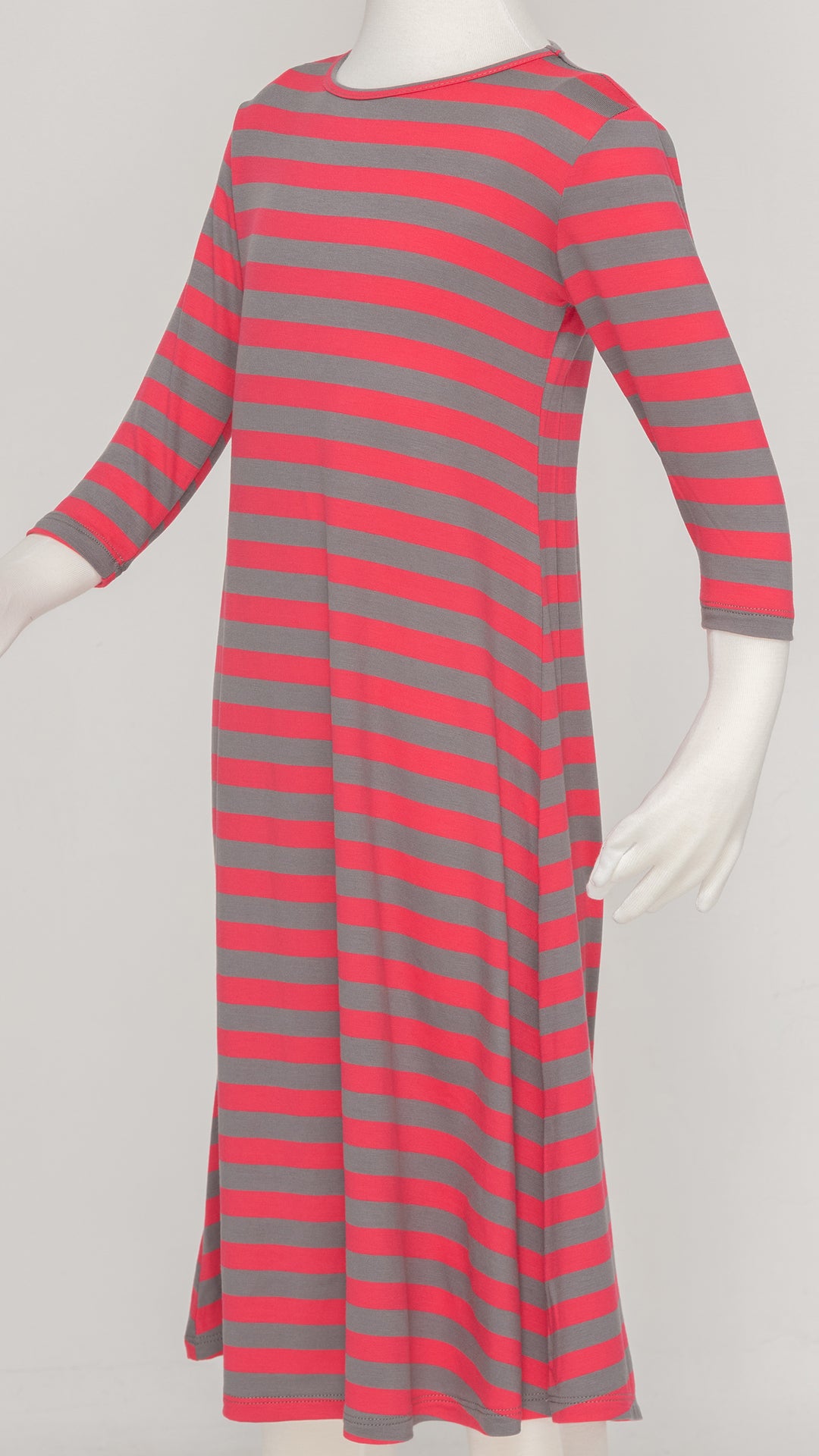 Girls Tunic Dress - Coral/Grey Stripes