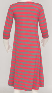 Girls Tunic Dress - Coral/Grey Stripes