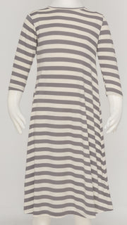 Girls Tunic Dress - Ivory/Grey Stripes