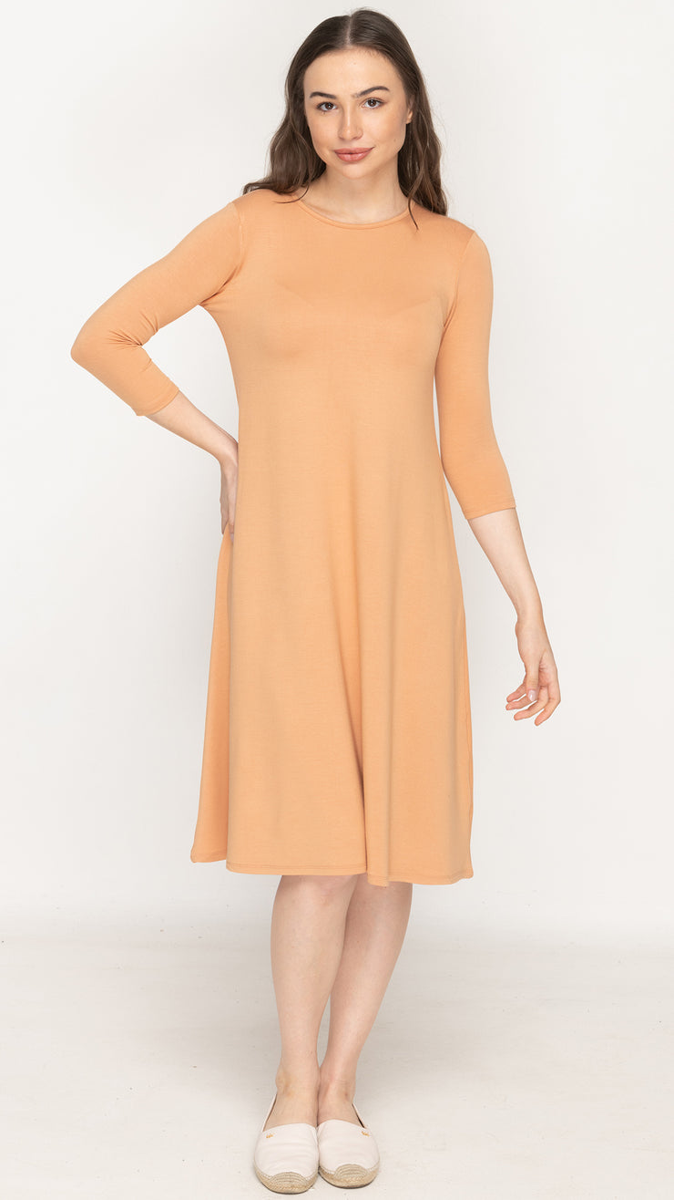 A-Line Sweatshirt Dress - Caramel