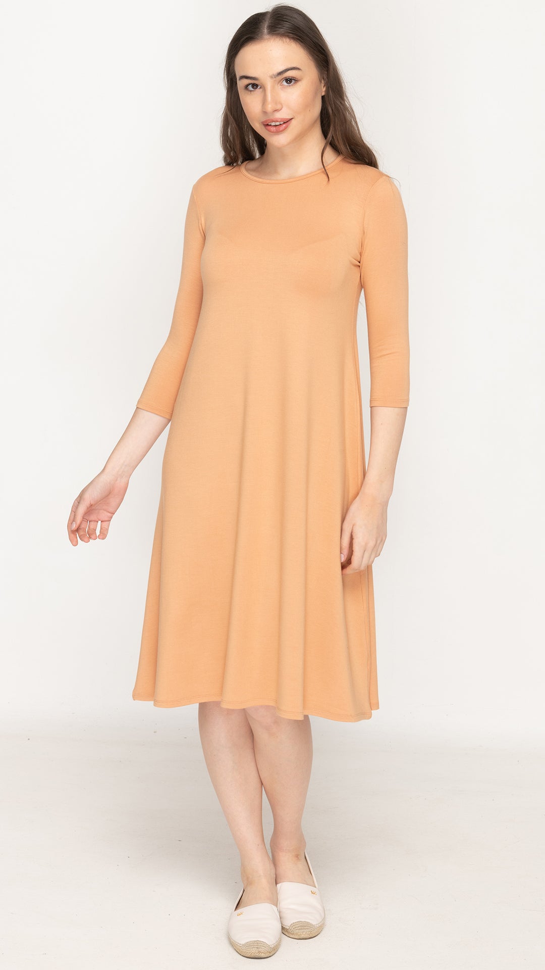 A-Line Sweatshirt Dress - Caramel KMW A-Line Sweatshirt Dress - Caramel KMW