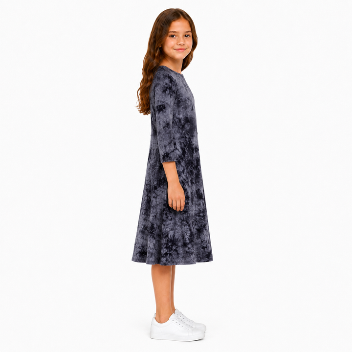 Girls Tunic Dress - Black Tie Dye