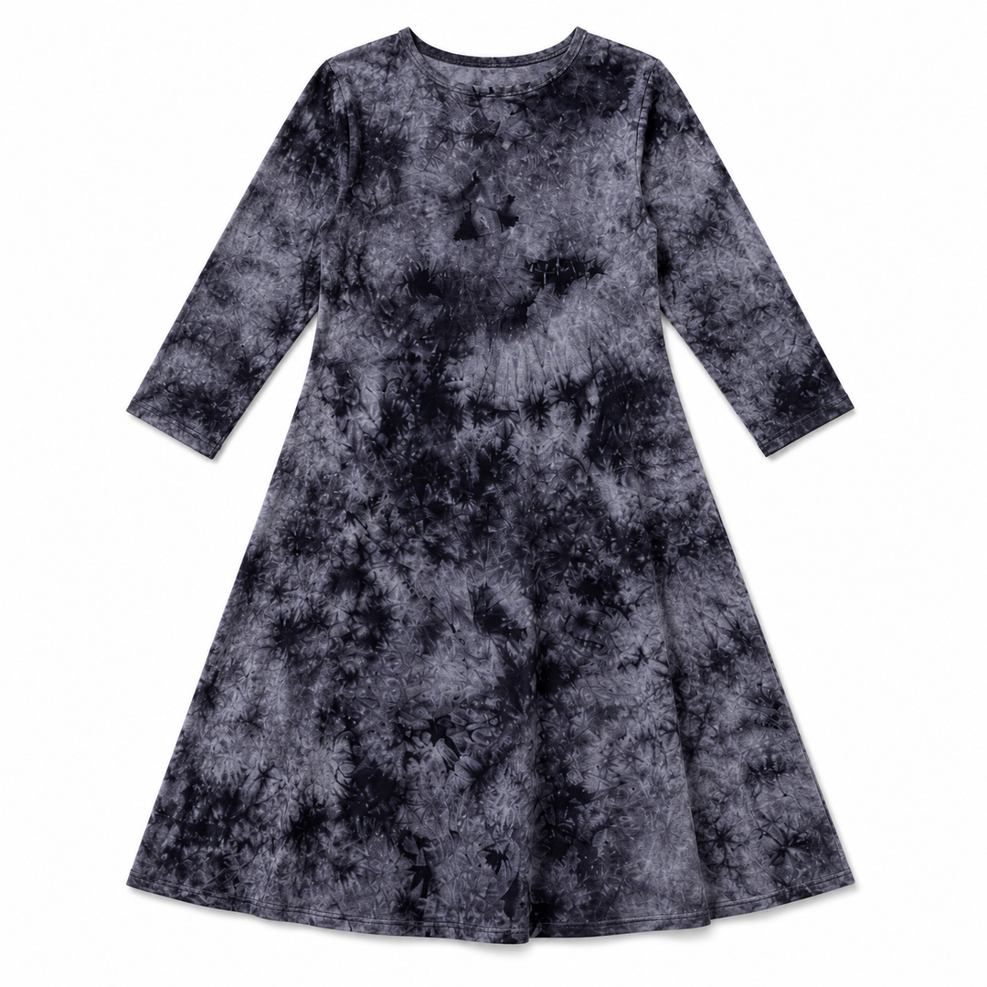 Girls Tunic Dress - Black Tie Dye