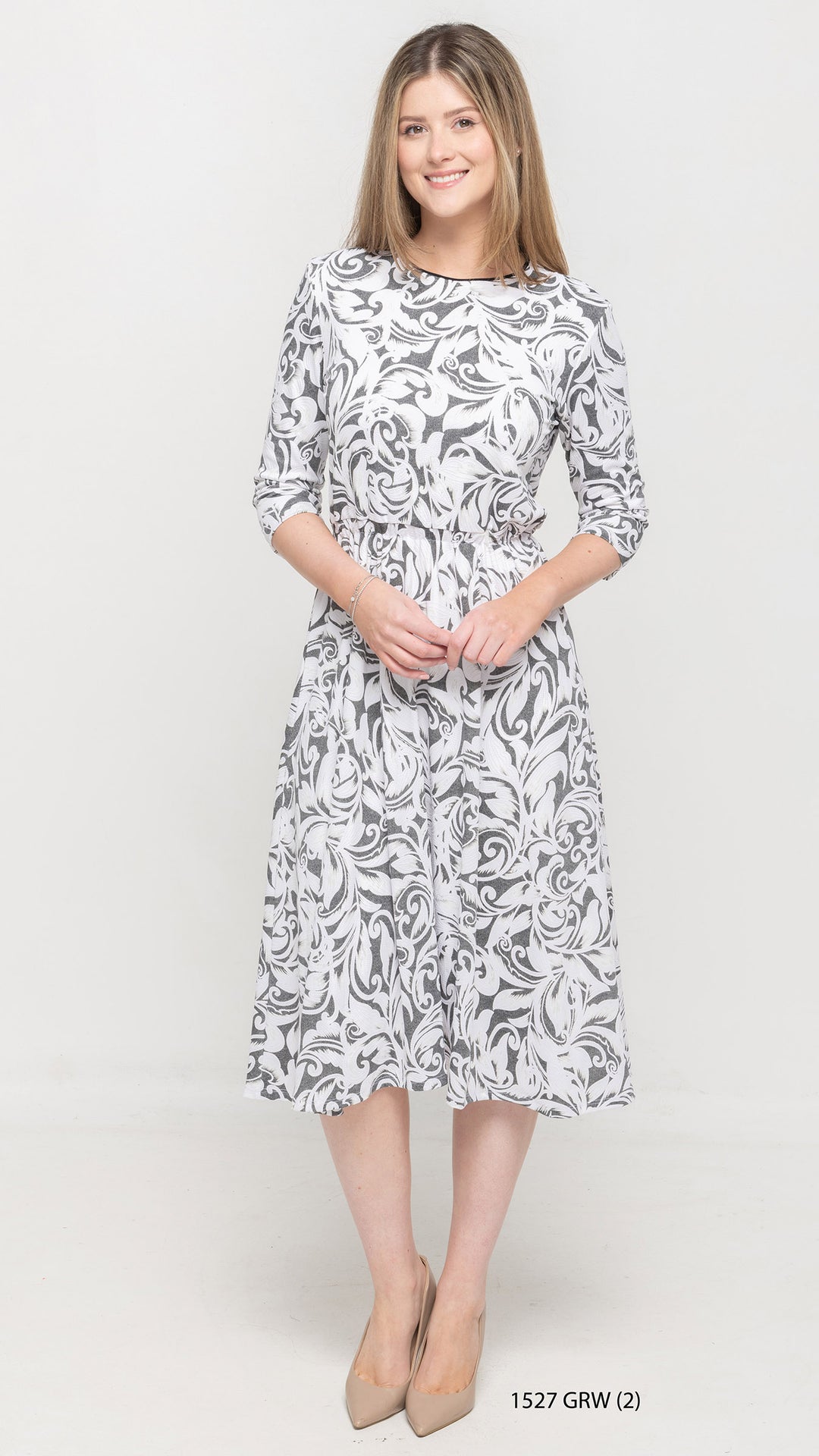 Everything Dress White Grey Print