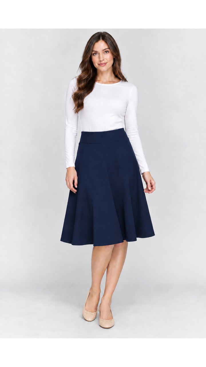 KMW Style 1602 25 inch Navy Circle Skirt - hero front view