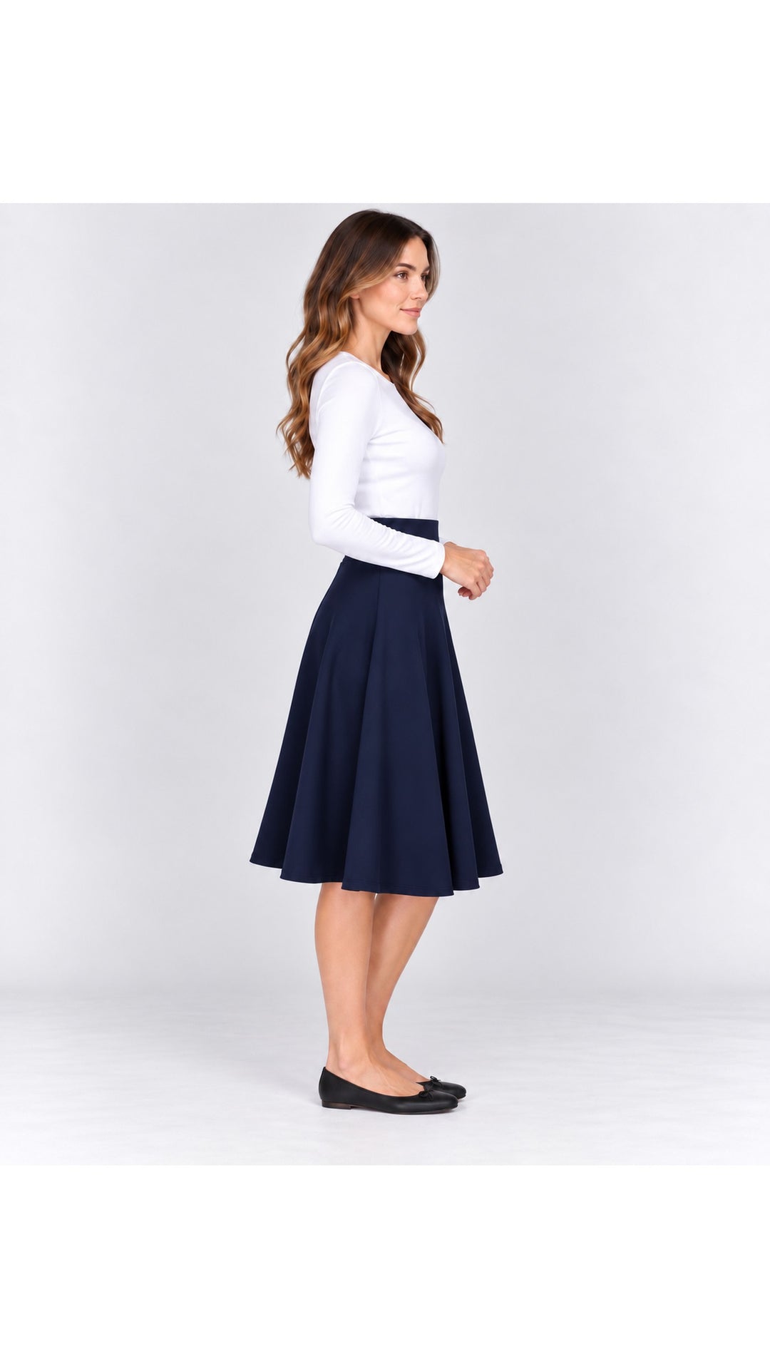 KMW Style 1602 27 inch Navy Circle Skirt - side view