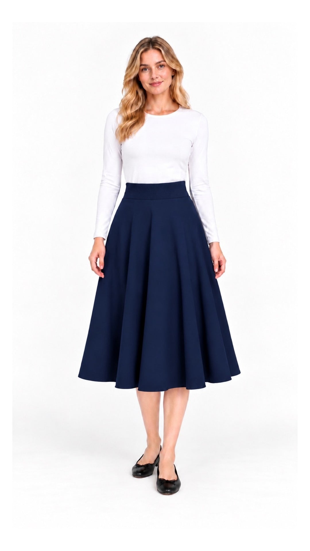 KMW Style 160231 Navy Circle Skirt - HERO