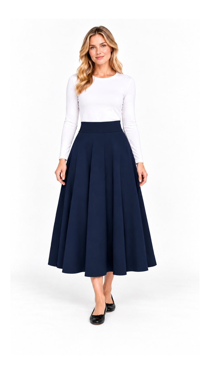 KMW Style 160233 Navy Circle Skirt - HERO