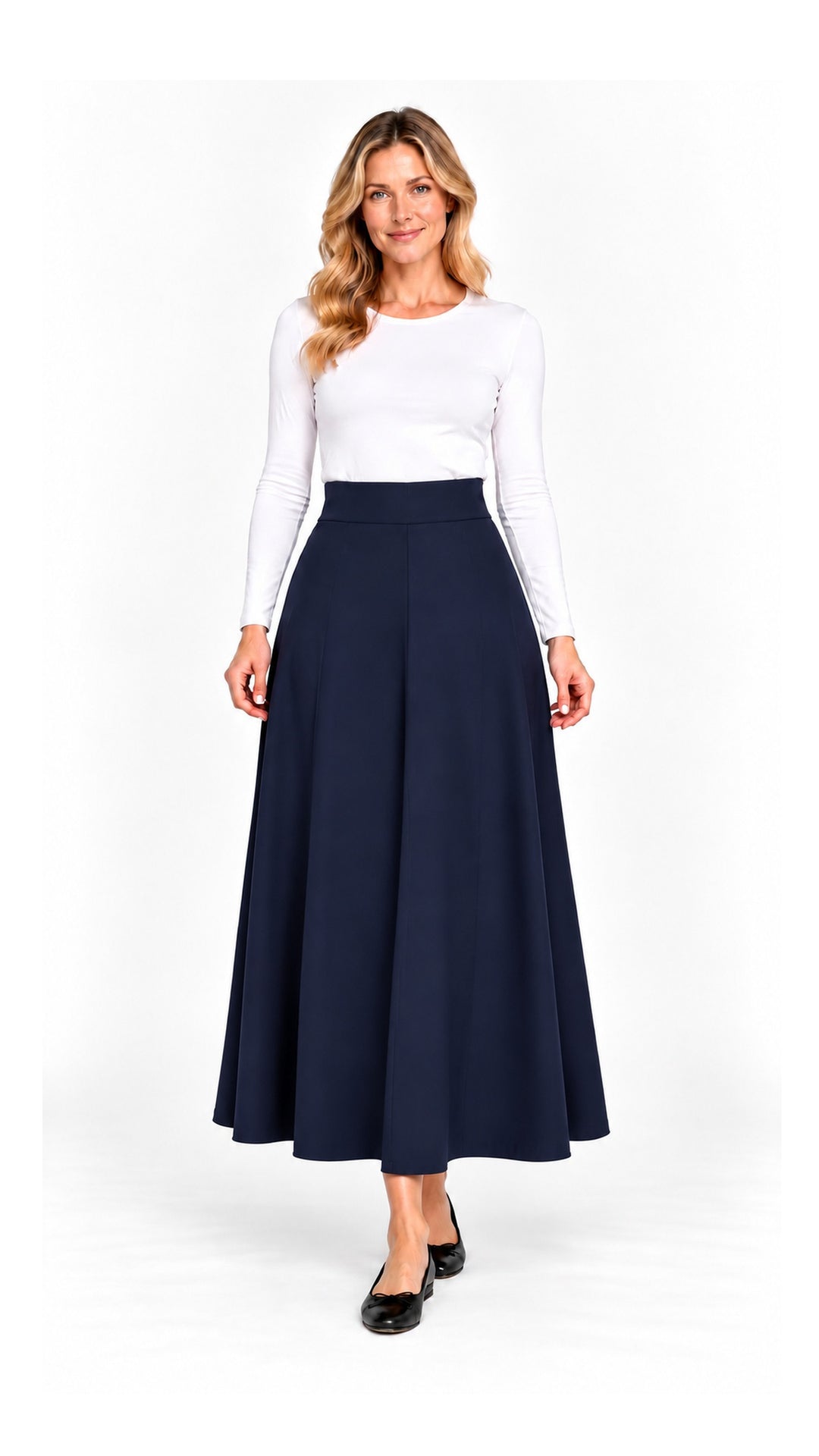 KMW Style 160235 Navy Circle Skirt - HERO