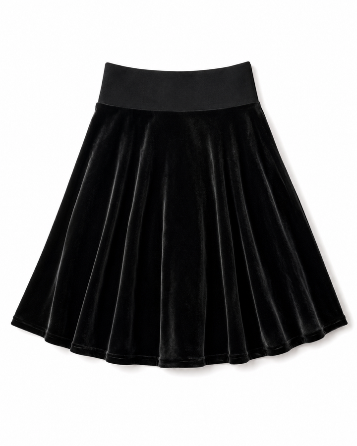 Girls Circle Skirt - Black Velvet