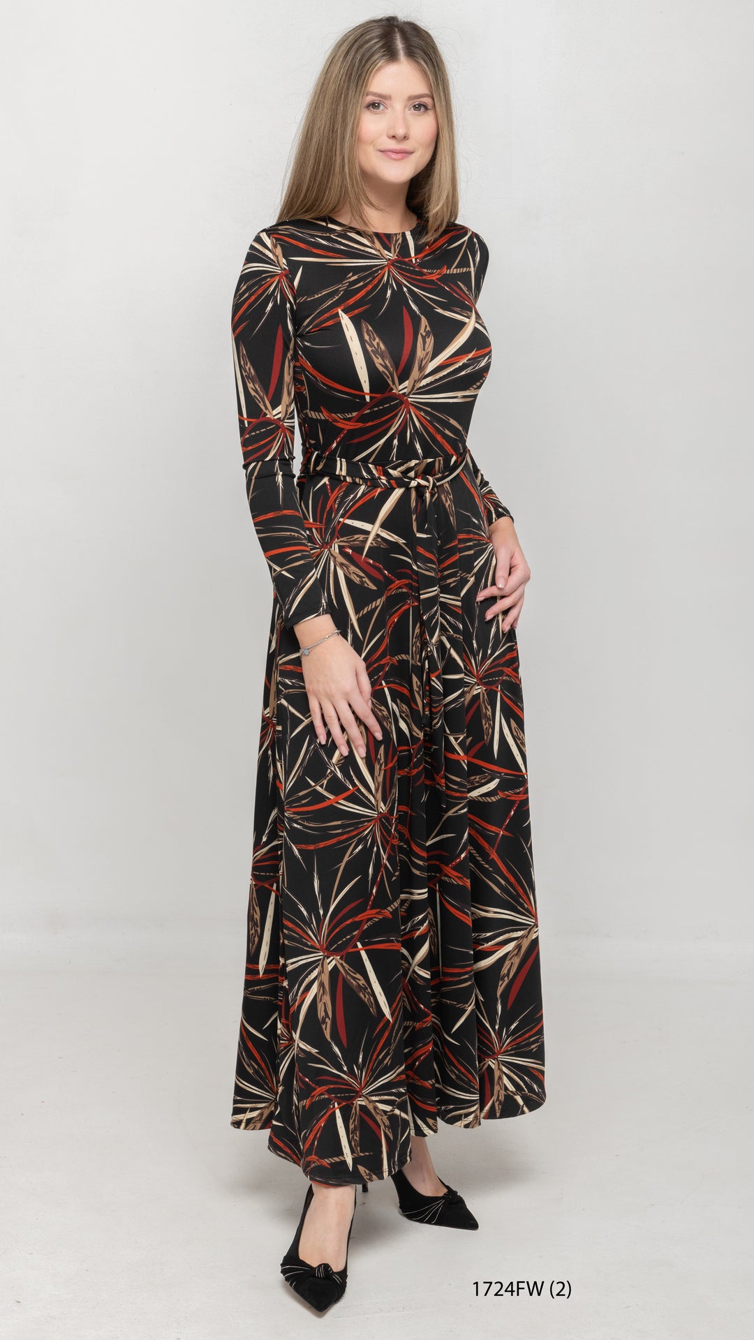 Maxi Belted Dress Rust Orange