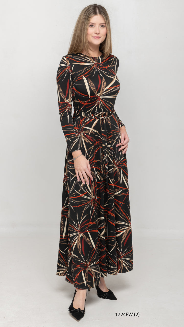 Maxi Belted Dress Rust Orange