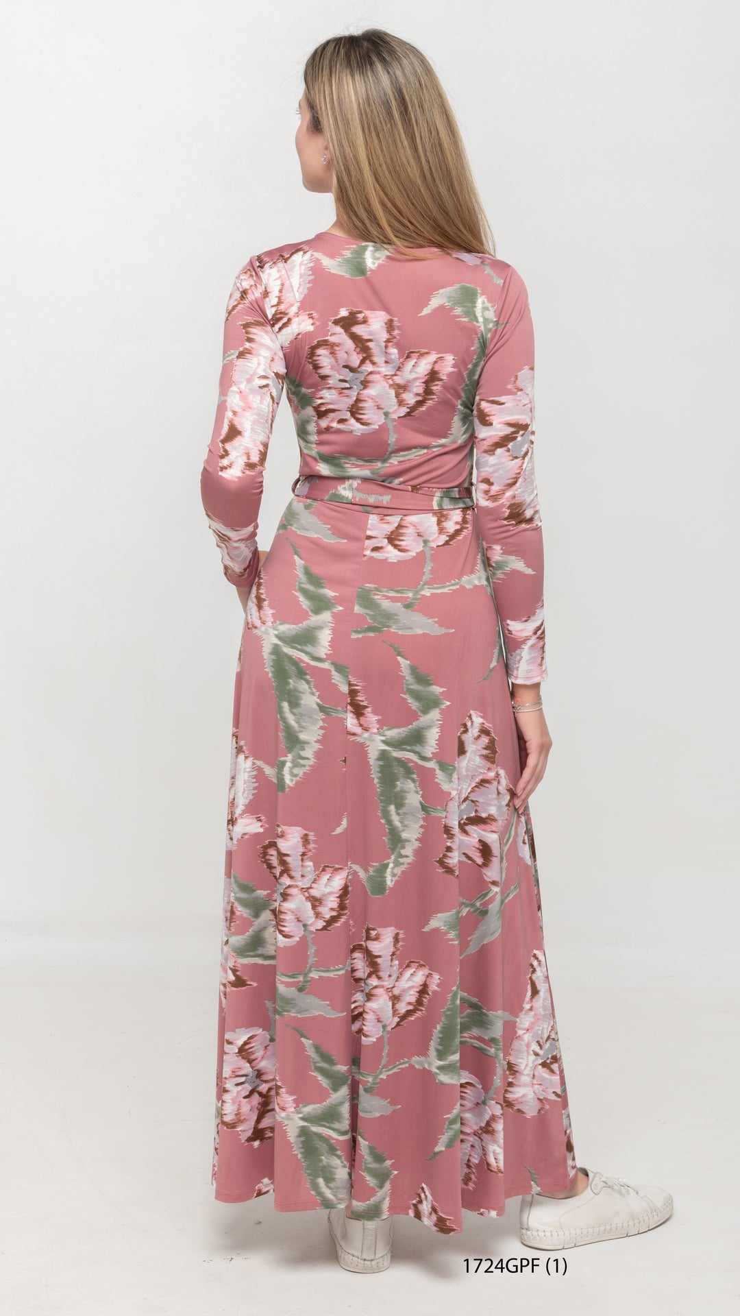 Maxi Belted Dress Powder Pink Floral Print