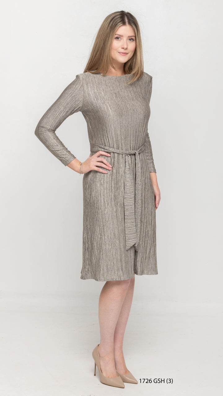 A-Line Long Sleeve Dress - Shimmering Grey