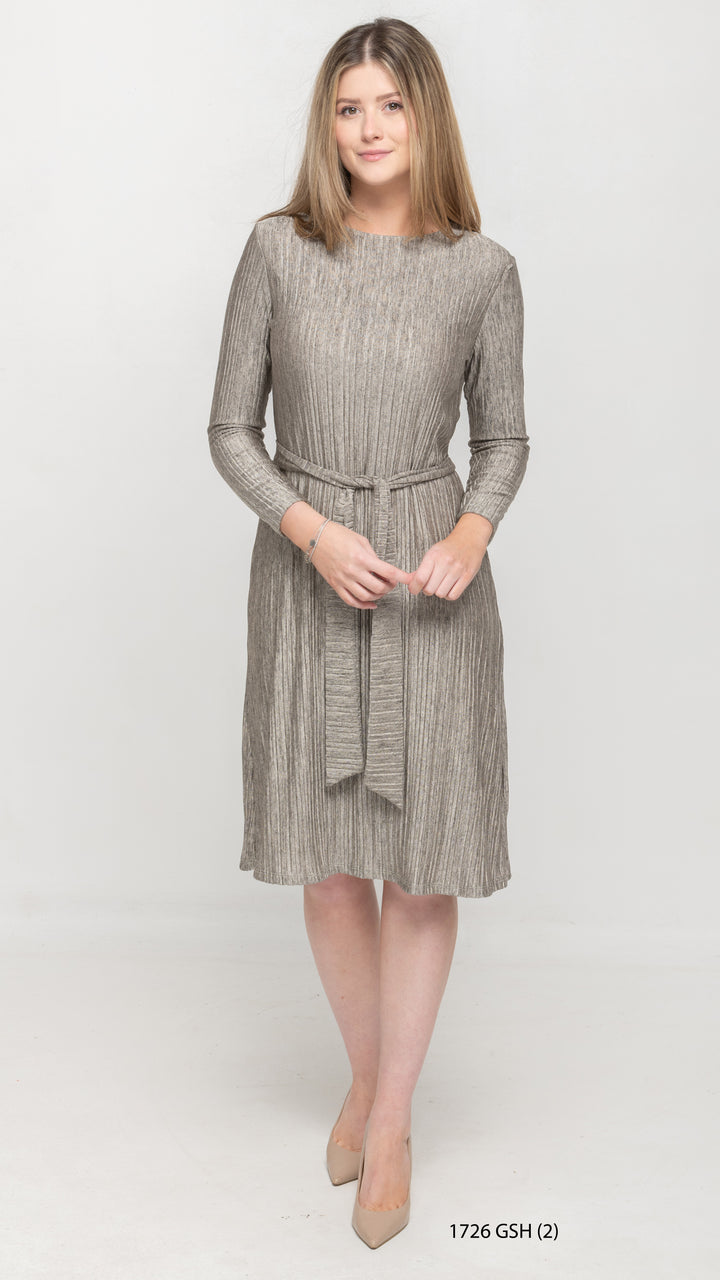 A-Line Long Sleeve Dress - Shimmering Grey