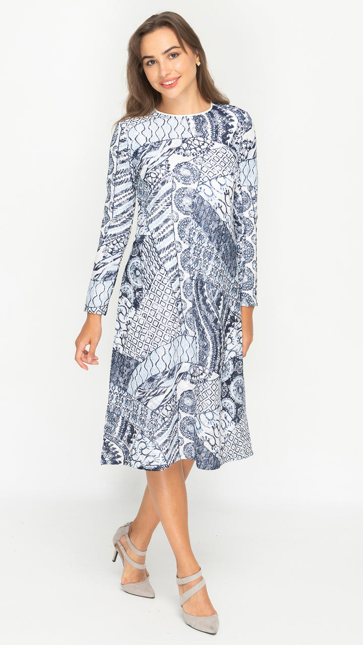 A-Line Dress - Blues Pattern Lace