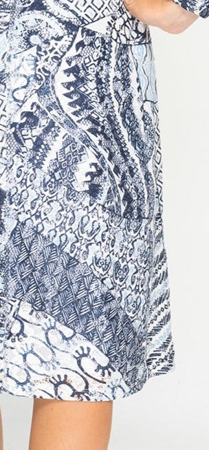 A-Line Dress - Blues Pattern Lace