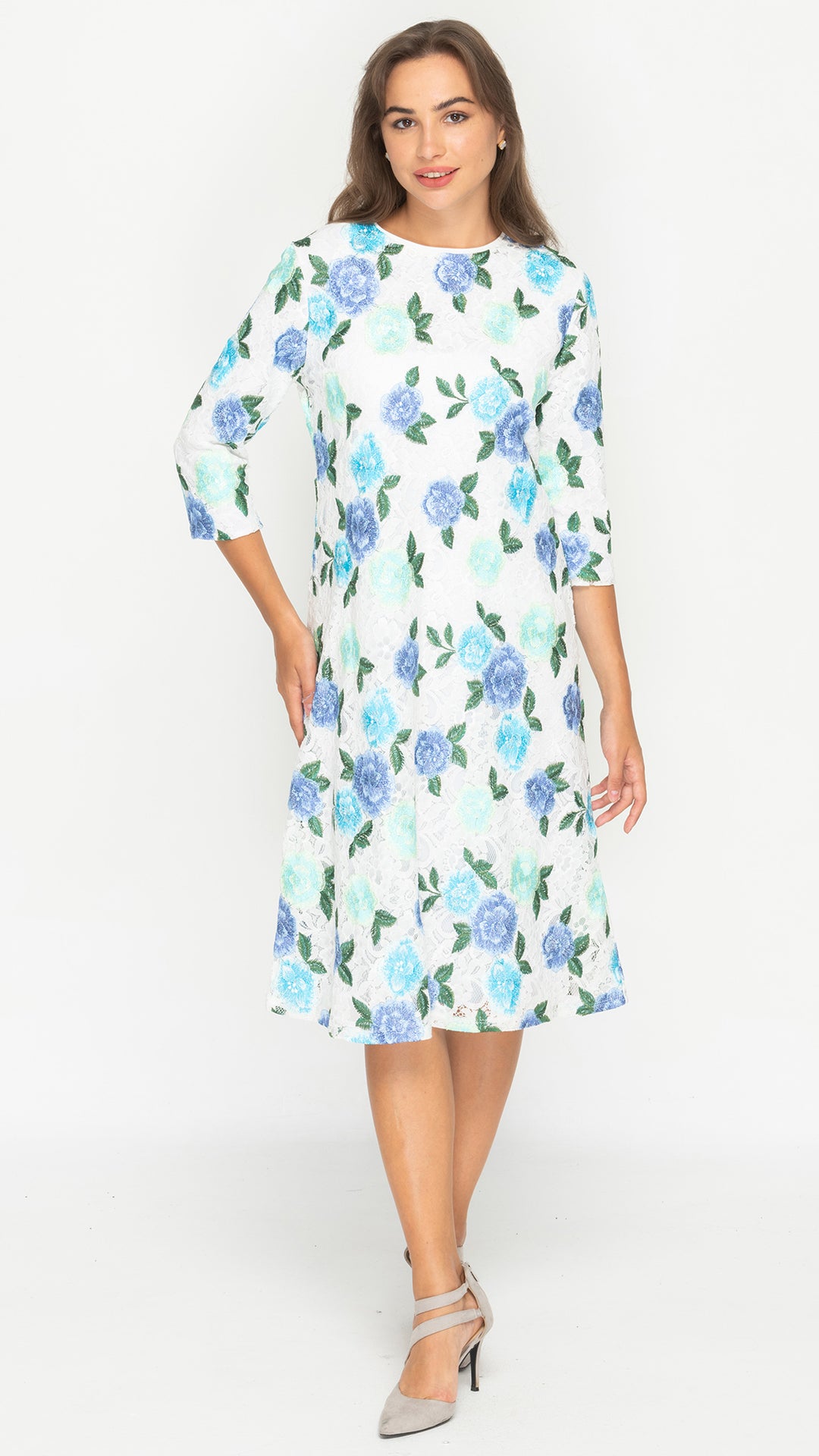 A-Line Dress - White Floral Lace KMW A-Line Dress - White Floral Lace KMW