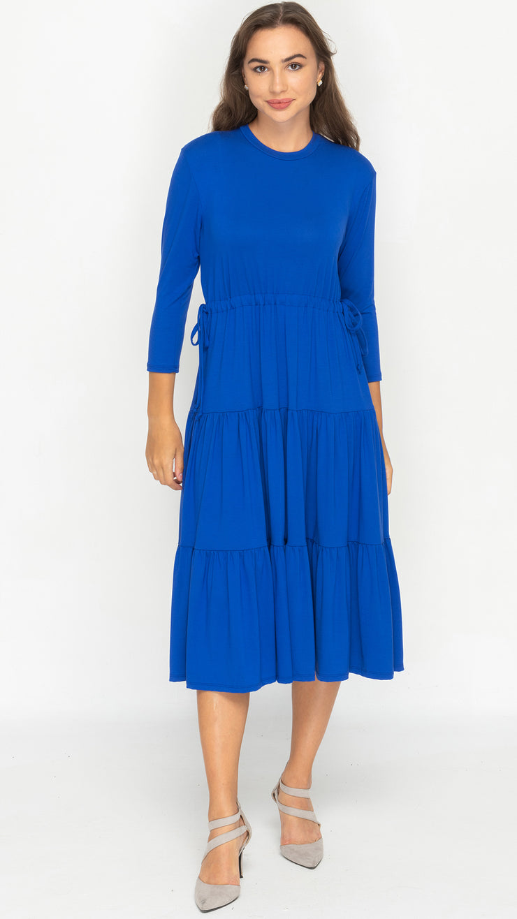 Tiered Drawstring Dress - Royal Blue