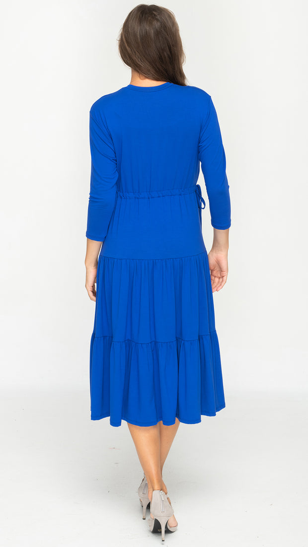 Tiered Drawstring Dress - Royal Blue