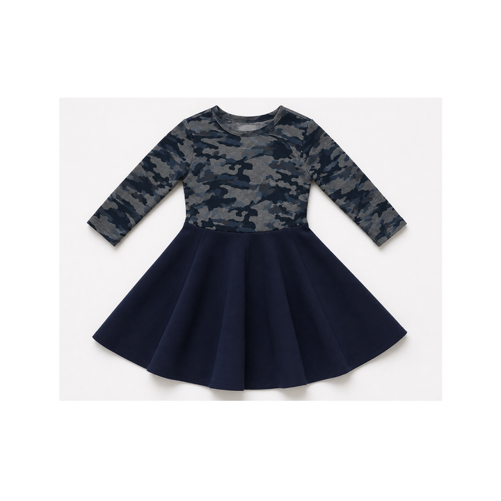 Girls Skater Dress - Blue Camo