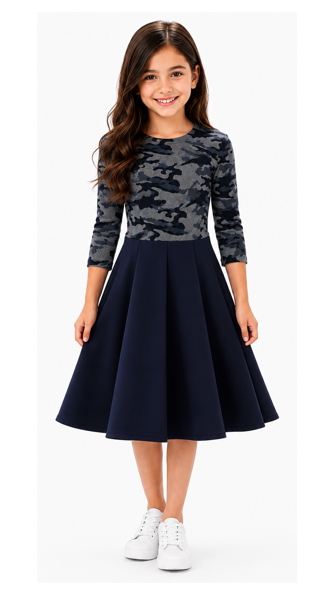 Girls Skater Dress - Blue Camo
