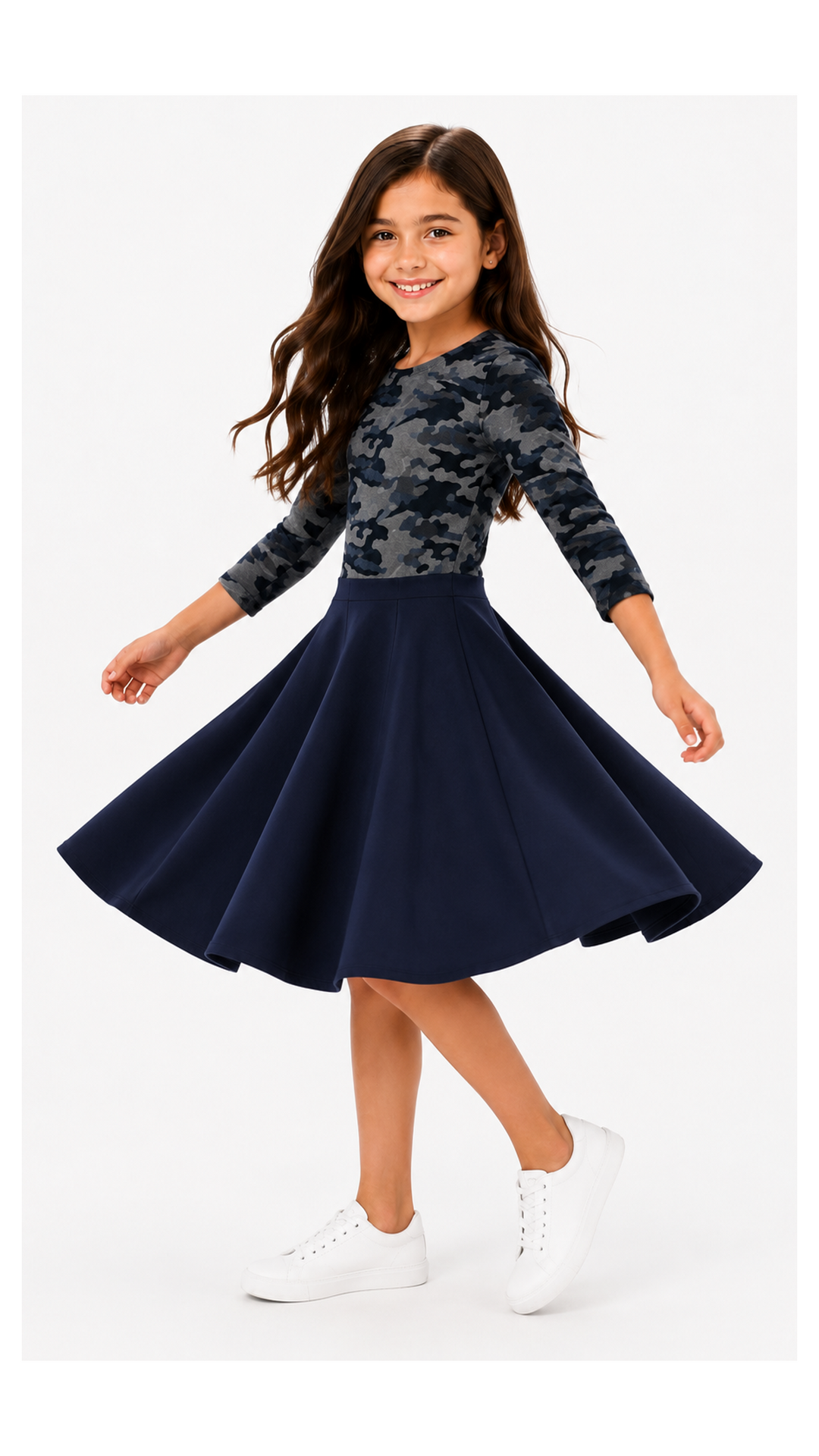 Girls Skater Dress - Blue Camo