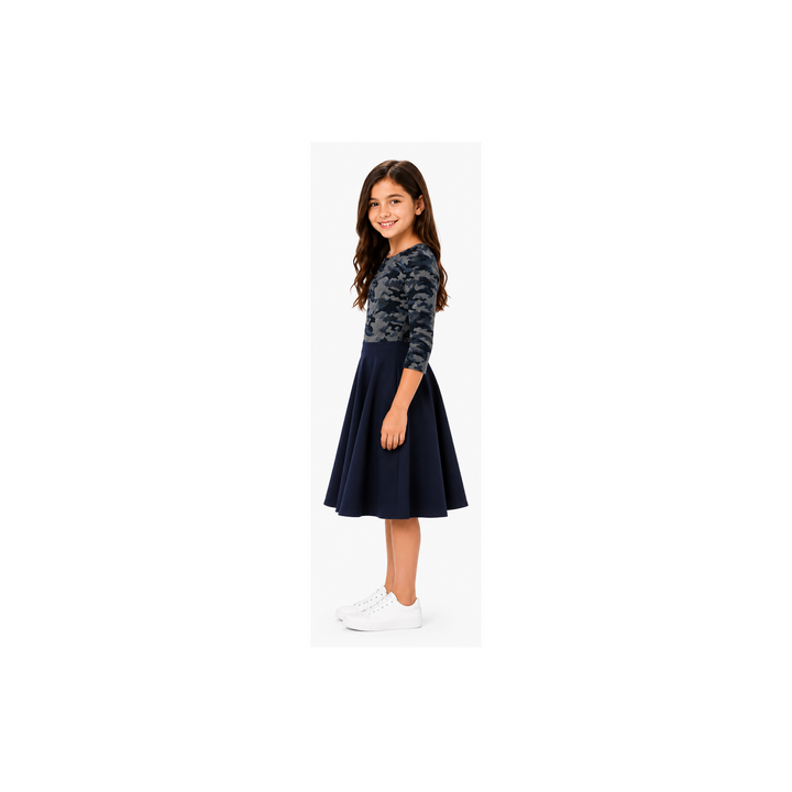 Girls Skater Dress - Blue Camo