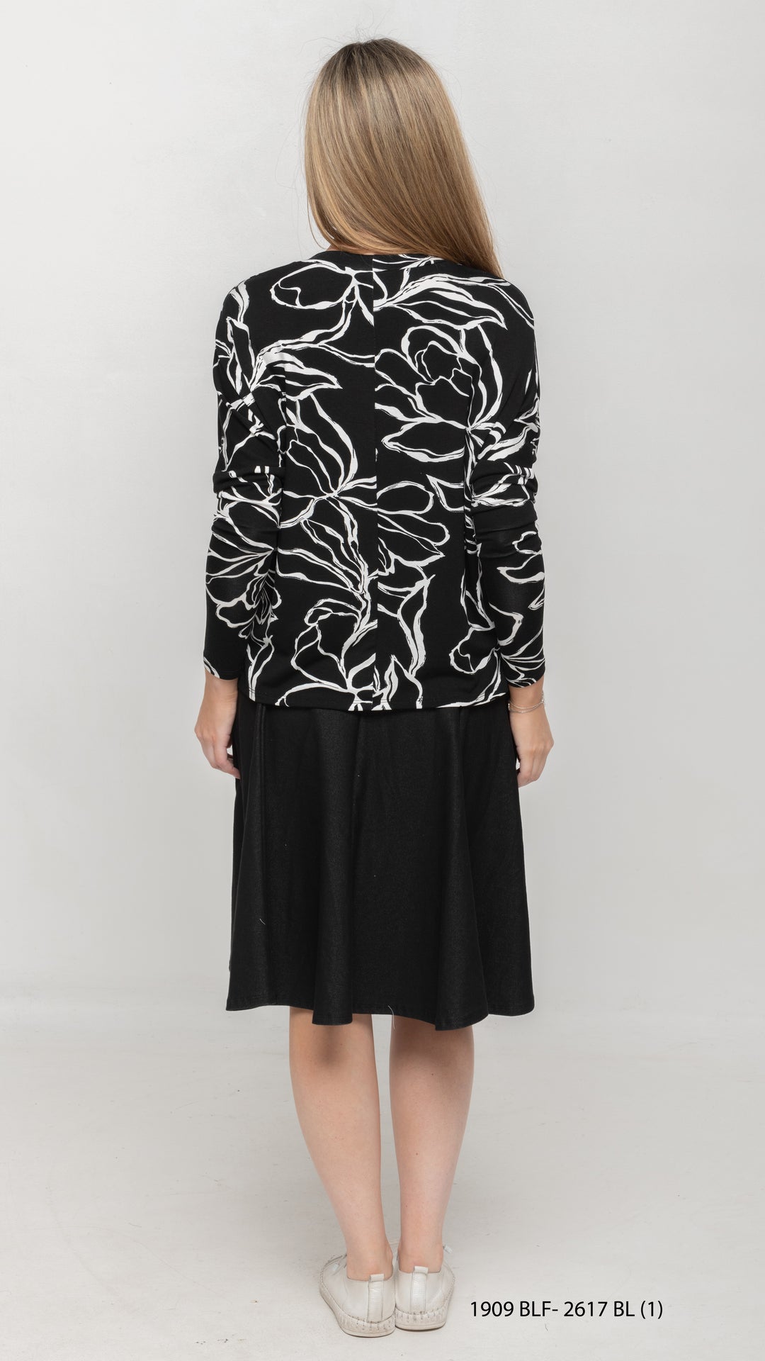 Dolman Jersey Monkey Top Black White Stencil