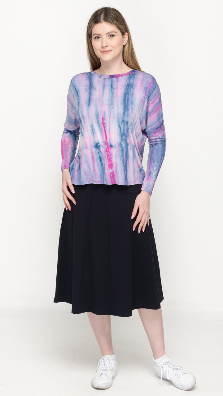 Dolman Jersey Monkey Top Blue Hot Pink Tie Dye
