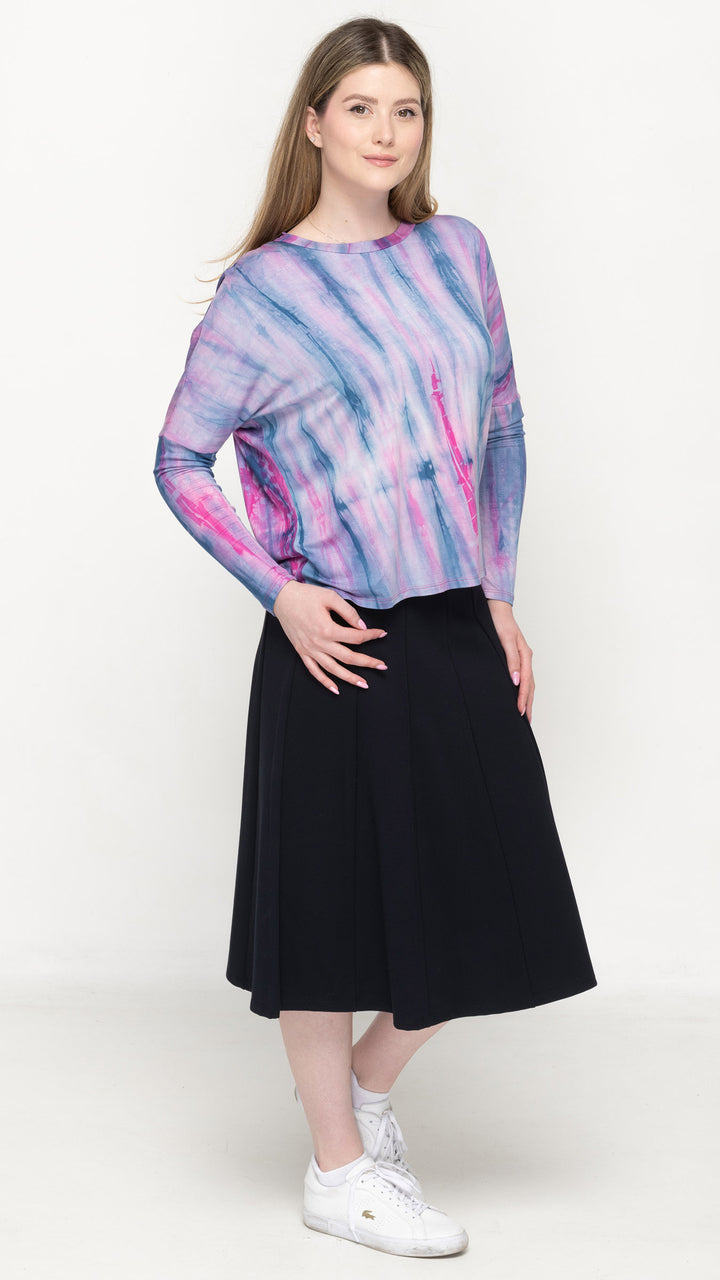 Dolman Jersey Monkey Top Blue Hot Pink Tie Dye