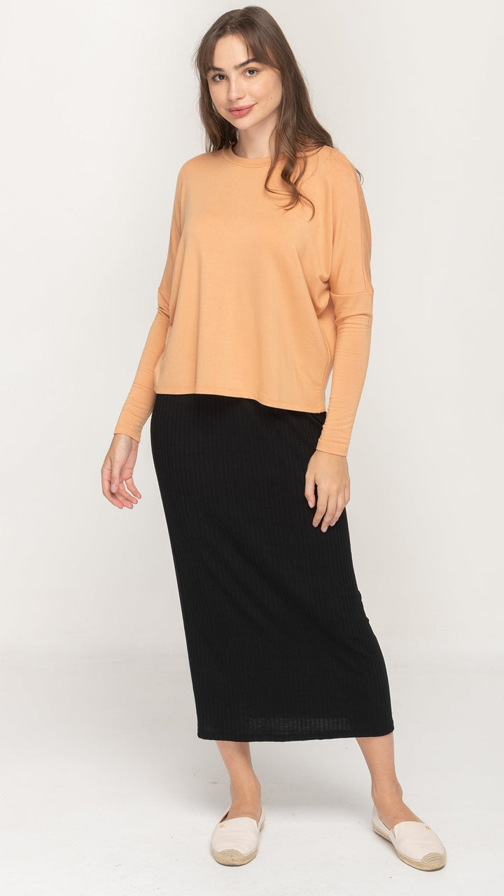 Soft Terry Dolman Monkey Top -Caramel