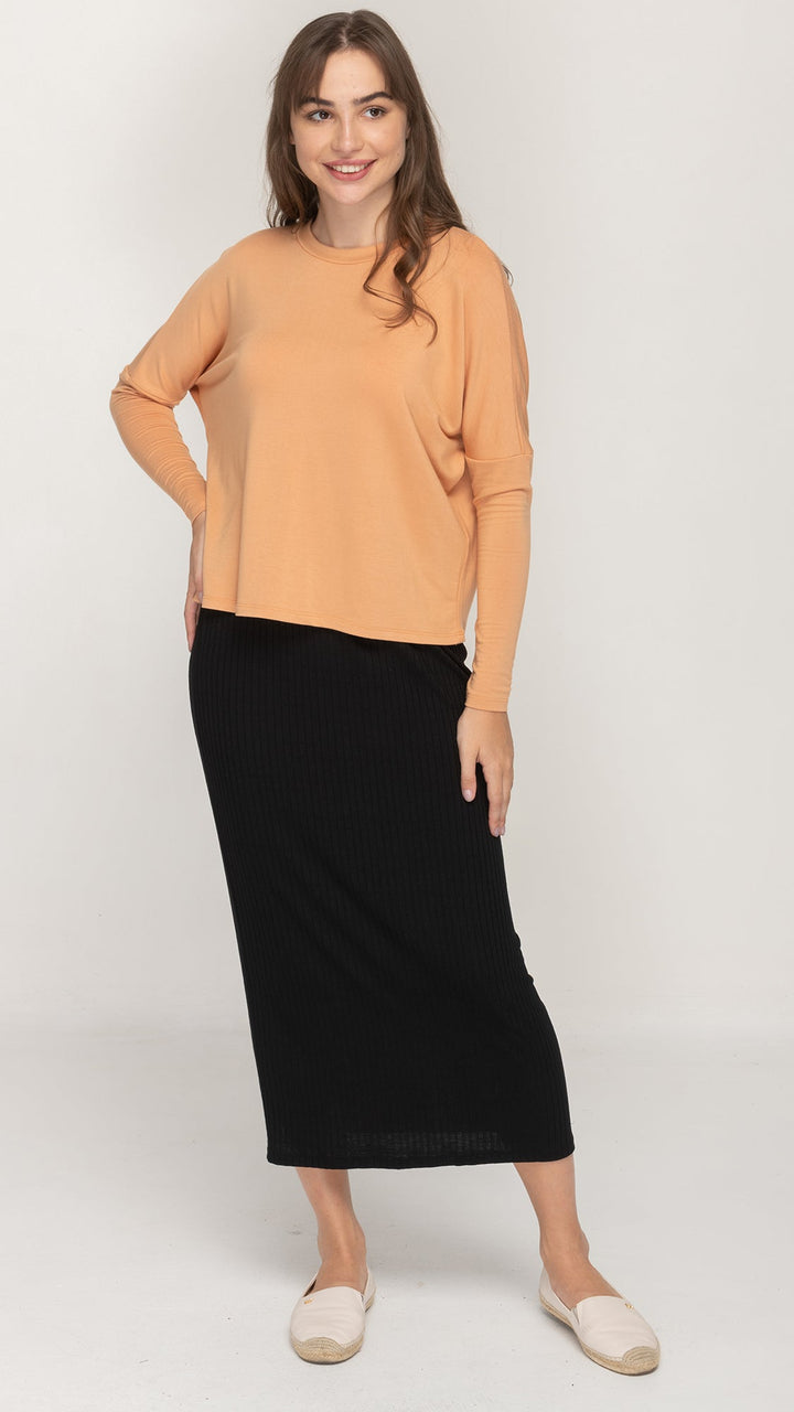 Soft Terry Dolman Monkey Top -Caramel