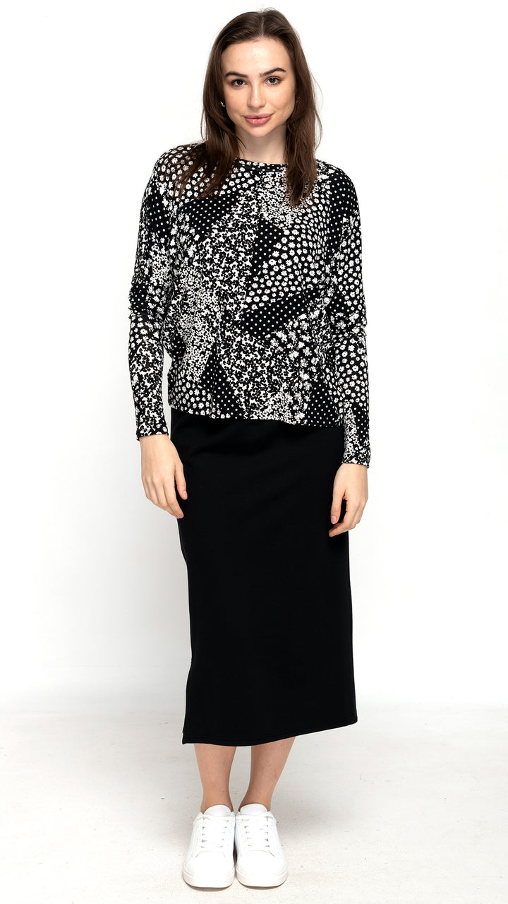 Dolman Monkey Top - Black/White Patchwork