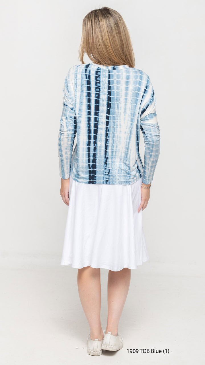 Dolman Jersey Monkey Top  Blue Tie Dye