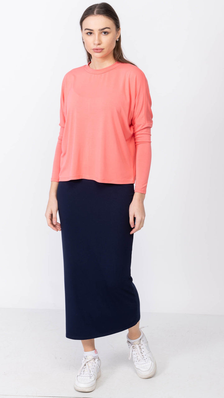 1219 Jersey Tube Skirt Navy