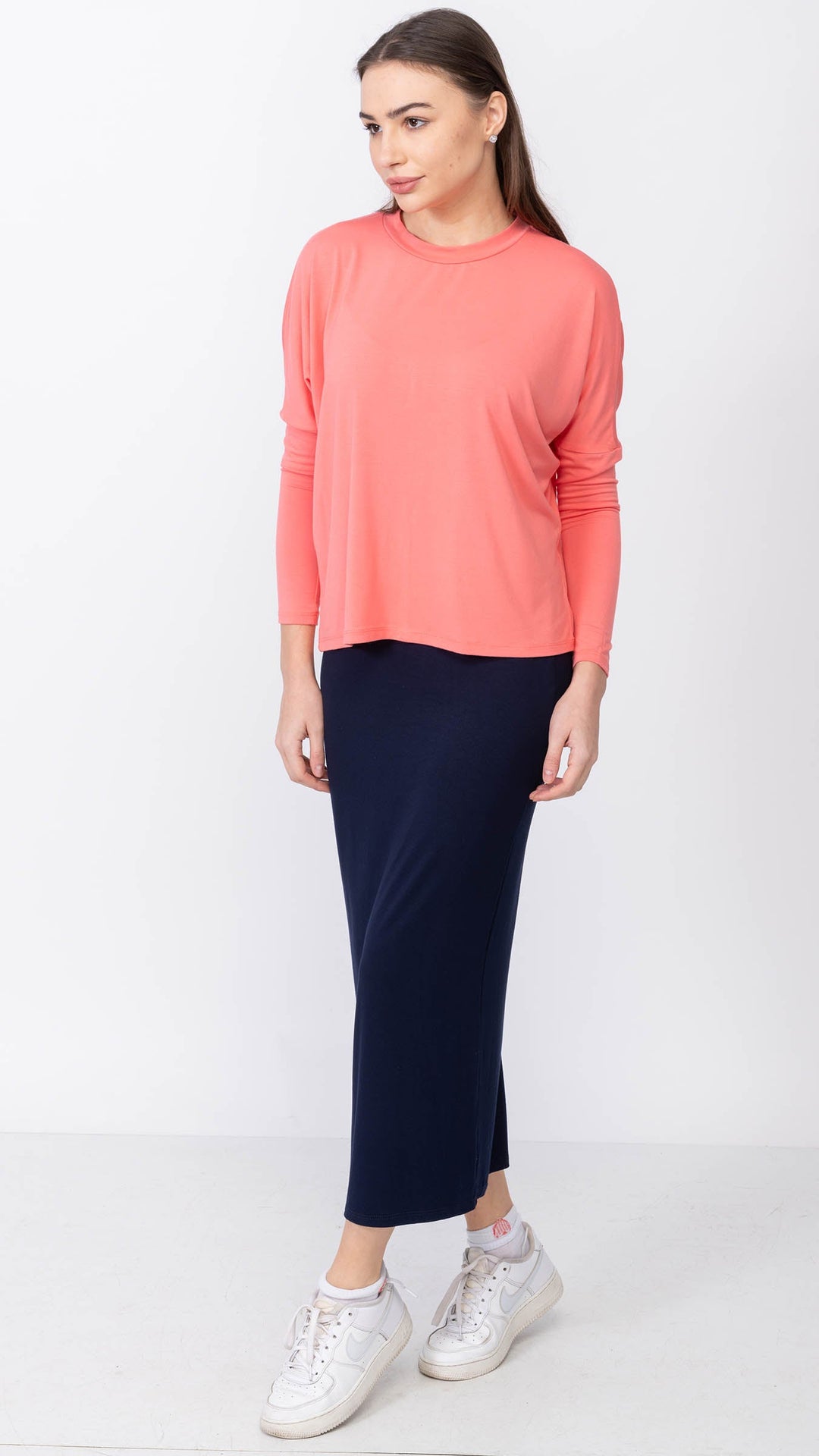 1219 Jersey Tube Skirt Navy