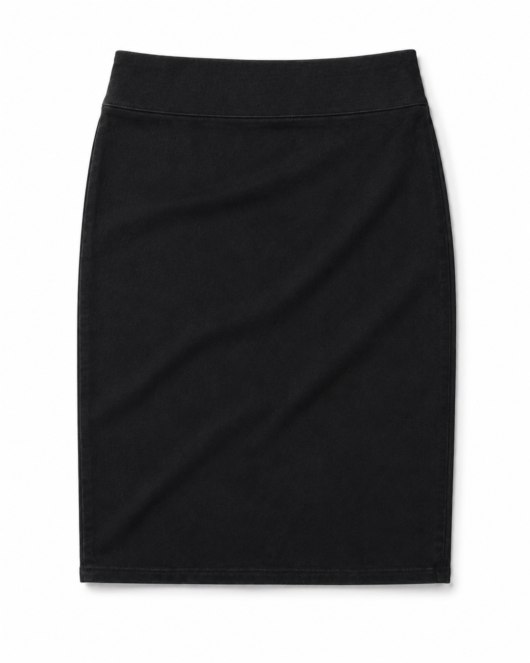 Stretch Denim Pencil Skirt - Black