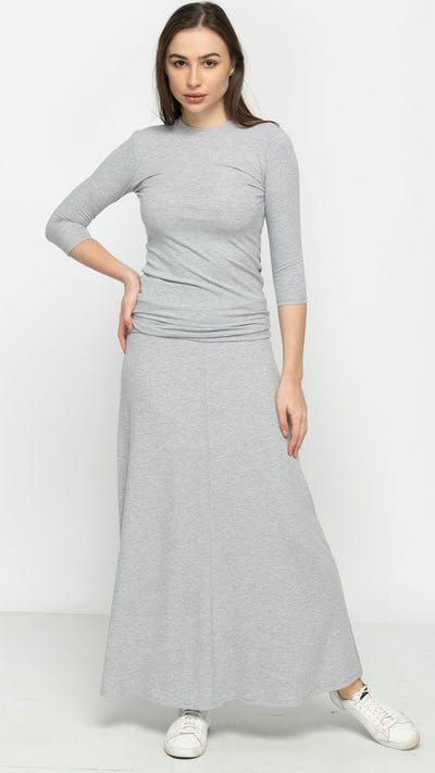 Soft Terry  Maxi Skirt- Light Grey