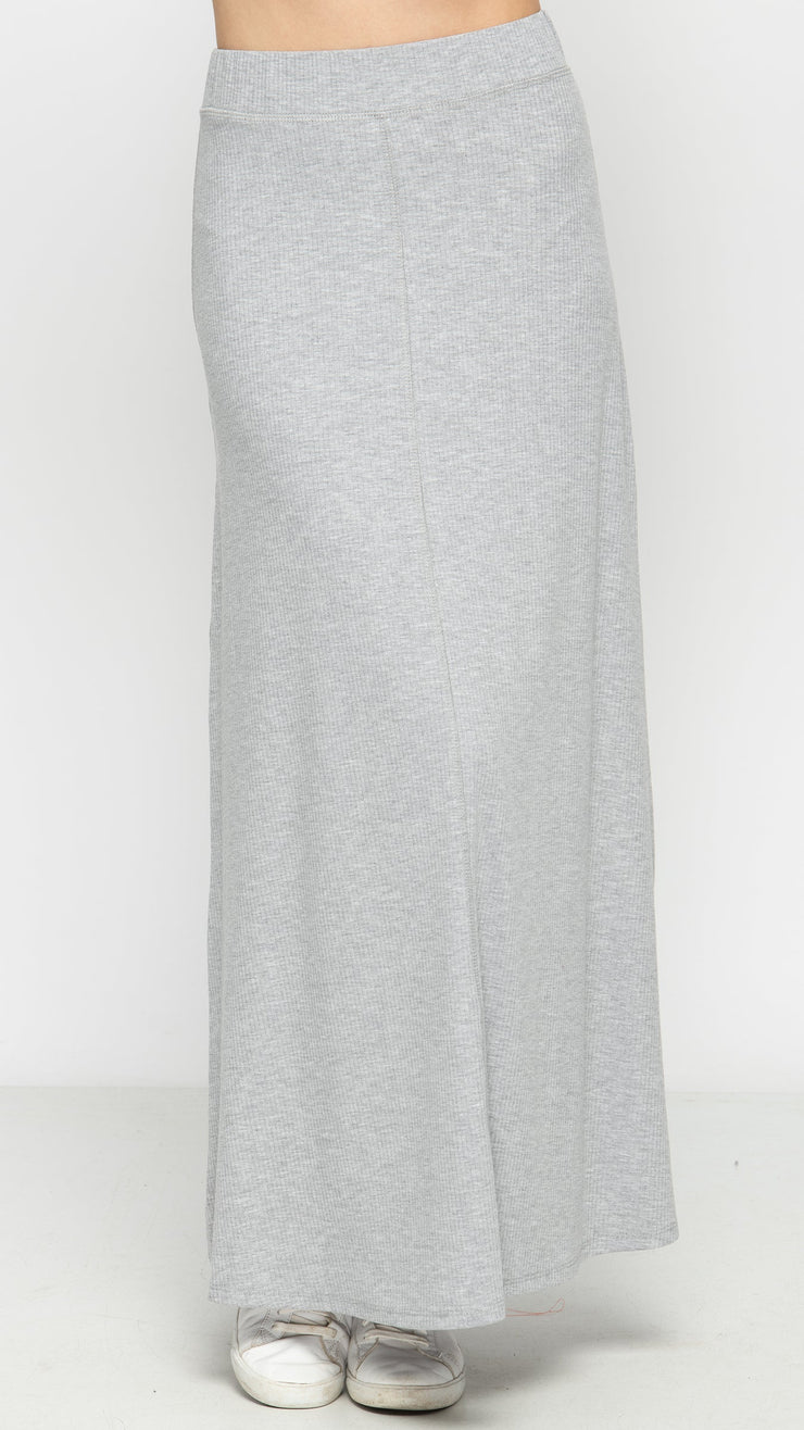Soft Terry  Maxi Skirt- Light Grey