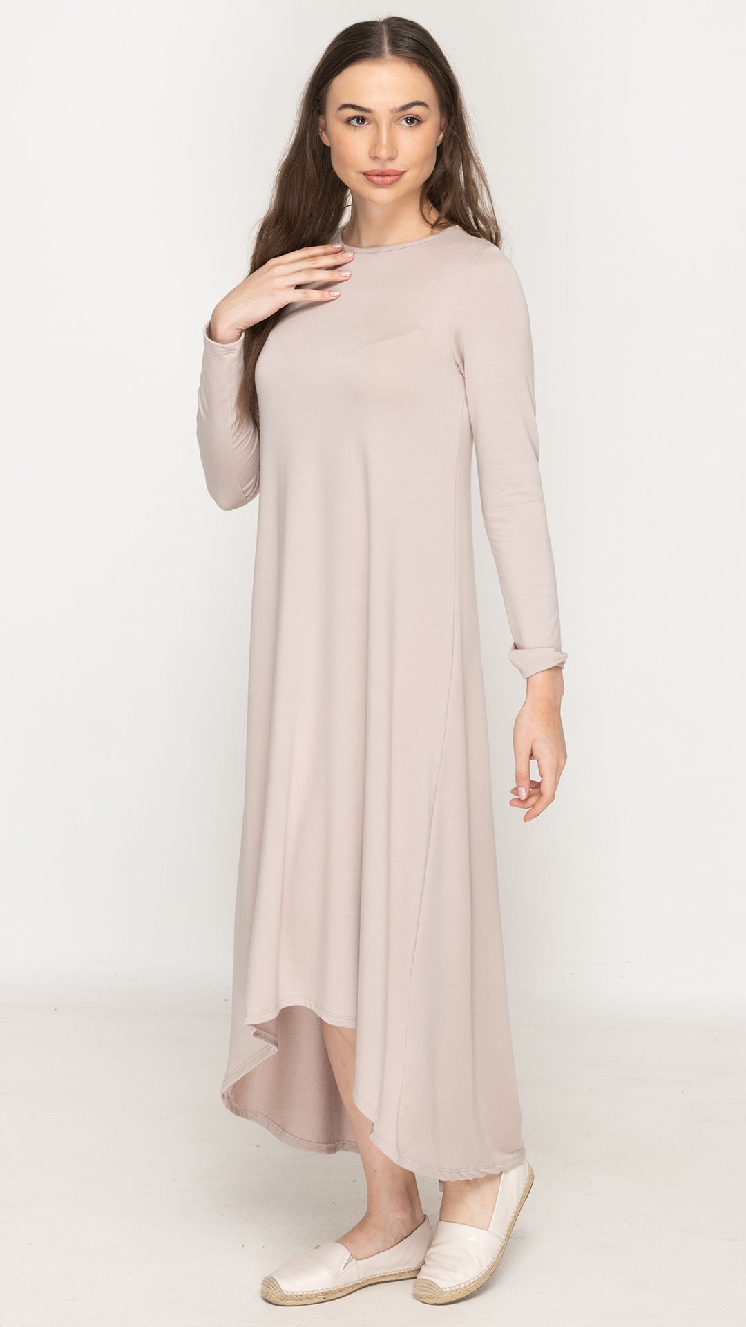 Soft Terry Hi Low Dress - Beige