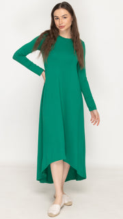 Soft Terry Dress Hi Low - Green Kelly *XS ONLY*