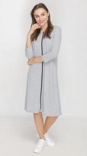 Zip Dress - Contrast Zipper - Grey